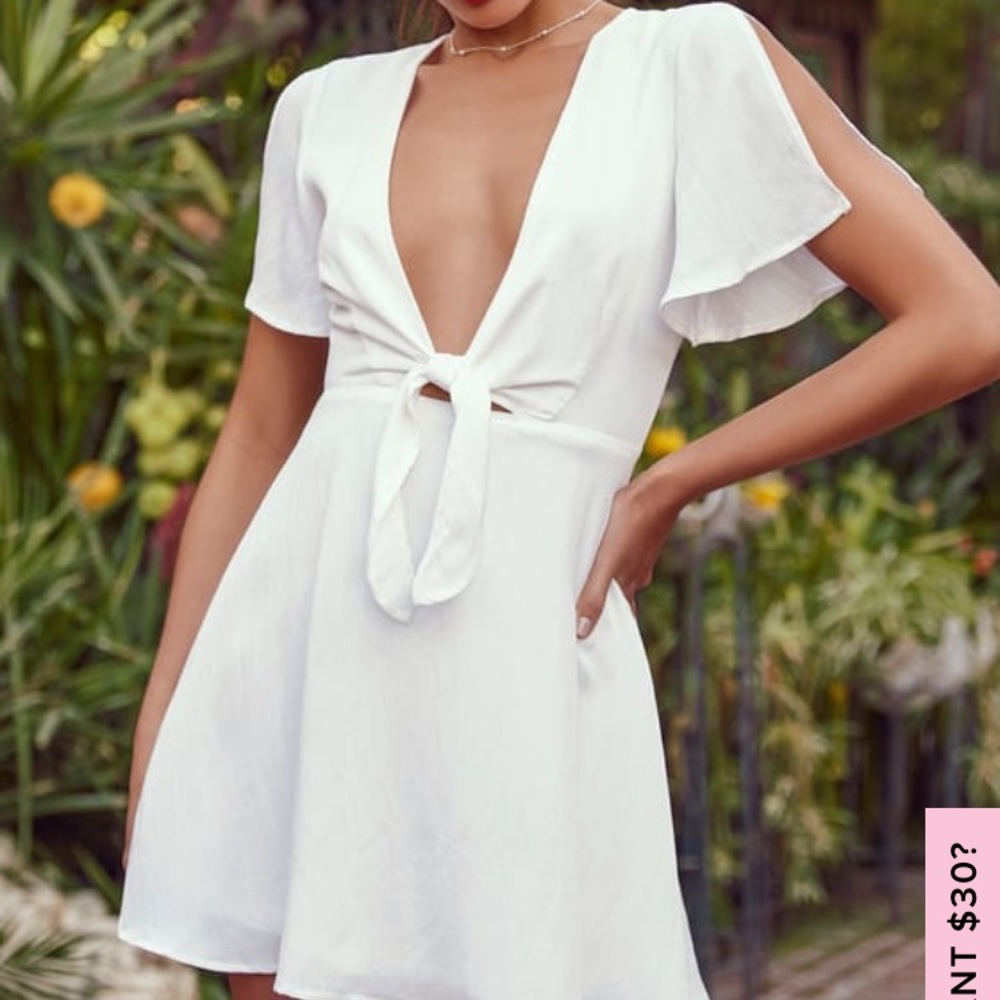 White Skater Tie-front Dress
